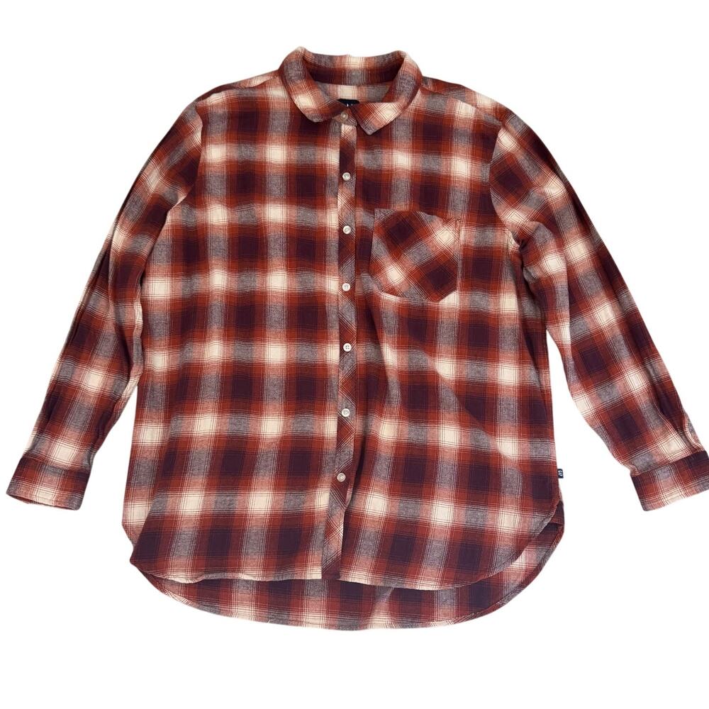 Gap Burnt Orange Cotton Button Down Flannel XXL